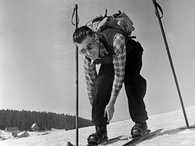 Skifahrer Retro Style Skifahrer Retro Style